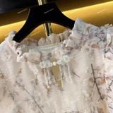  [226] Vải Tơ Hoa Mai Nổi Cao Cấp May Áo Dài, Váy, Đầm Thiết Kế (Giá Bán 0.5m) 