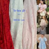  [227] Vải Tơ Hoa 3D Nhẹ, Mát Lên Áo Dài, Đầm, Váy, Set Bộ Thiết Kế (Giá Bán 0.5m) 