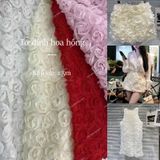  [230] Vải Tơ Đính Hoa Hồng Lên Sơ Mi, Đầm, Váy, Set Bộ Thiết Kế Cần Lót (Giá Bán 0.5m) 