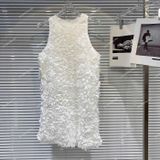  [230] Vải Tơ Đính Hoa Hồng Lên Sơ Mi, Đầm, Váy, Set Bộ Thiết Kế Cần Lót (Giá Bán 0.5m) 