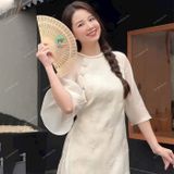  [Vải MM] (232) Vải Tơ Nến Thêu Hoa May Áo Dài, Váy, Đầm Thiết Kế (Giá Bán 0.5m) 