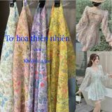  [711] Vải Tơ Hoa Thiên Nhiên Sang Trọng May Sơ Mi, Đầm, Váy, Set Bộ Thiết Kế (Giá Bán 0.5m) 
