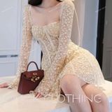  [222] Vải Ren Hoa Mai Cao Cấp Chính Phẩm Lên Váy, Đầm, Set Sang Trọng, Thanh Lịch (Giá bán 0.5m) 