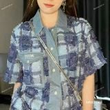  [843] Vải Dạ Chỉ Nổi Vuông Dày Vừa Lên Sơ Mi, Set Bộ, Quần, Váy, Đầm Sang Trọng Đứng Form (Giá bán 0.5m) 