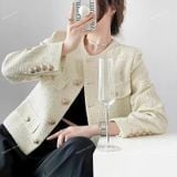  [844] Vải Dạ Tweed Kim Sa Lên Vest, Set Bộ, Quần, Váy, Đầm Sang Trọng Đứng Form (Giá bán 0.5m) 