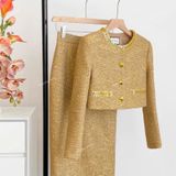  [844] Vải Dạ Tweed Kim Sa Lên Vest, Set Bộ, Quần, Váy, Đầm Sang Trọng Đứng Form (Giá bán 0.5m) 