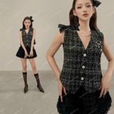  [845] Vải Dạ Tweed Đan Kép Dày Vừa Lên Vest, Set Bộ, Quần, Váy, Đầm Thiết Kế (giá bán 0.5m) 