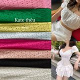  [Vải MM] (409) Vải Kate Thêu Chính Phẩm, Mát Lên Váy, Đầm, Set Bộ Thời Trang (Giá Bán 0.5m) 