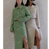  [831] Vải Dạ Tweed Sọc Dày Vừa Lên Vest, Set Bộ, Quần, Váy, Đầm Sang Trọng Đứng Form (Giá Bán 0.5m) 