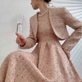  [836] Vải Dạ Tweed Hạt Dày Vừa Lên Vest, Set Bộ, Quần, Váy, Đầm Sang Trọng Đứng Form (giá bán 0.5m) 