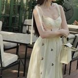  (413) Vải Kate Thêu Hoa Hot Trend Dày Vừa, Không Giãn Lên Sơ Mi, Váy, Đầm, Quần, Set (Giá bán 0.5m) 