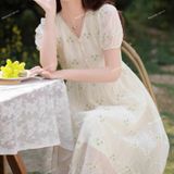  [Vải MM] [207] Vải Tơ Nhăn Thêu Hoa Nhẹ, Mềm, Mướt Lên Sơ Mi, Đầm, Váy Đẹp, Sang Trọng (Giá bán 0.5m) 