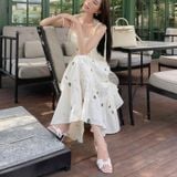  (413) Vải Kate Thêu Hoa Hot Trend Dày Vừa, Không Giãn Lên Sơ Mi, Váy, Đầm, Quần, Set (Giá bán 0.5m) 