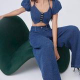  [804] Vải Jean Chấm Thời Trang Chính Phẩm Lên Sơ Mi, Váy, Đầm, Set Bộ (giá bán 0.5m) 