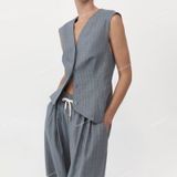  [Vải MM] (502) Vải Quần Tây Sọc Đứng 11 li Hack Dáng Lên Quần Tây, Vest, Ghi lê, Set Bộ Sang Trọng (Giá Bán 0.55m) 