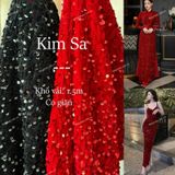  [Vải MM] (604) Vải Nhung Kim Sa Co Giãn May Áo Dài, Áo Kiểu, Váy, Đầm Thiết Kế (Giá 0.5m) 