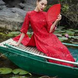  [Vải MM] (284) Vải Ren Gấm Tơ Sang Trọng Không Giãn Lên Áo, Đầm, Váy, Áo Dài, Set Thiết Kế (Giá Bán 0.5m) 