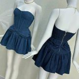  [804] Vải Jean Chấm Thời Trang Chính Phẩm Lên Sơ Mi, Váy, Đầm, Set Bộ (giá bán 0.5m) 