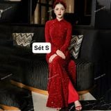  [Vải MM] (604) Vải Nhung Kim Sa Co Giãn May Áo Dài, Áo Kiểu, Váy, Đầm Thiết Kế (Giá 0.5m) 