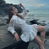  [Vải MM] (219) Vải Tơ Hoa Lớn Mềm, Lên Sơ Mi, Đầm, Váy Đẹp, Sang Trọng Cần Lót (Giá Bán 0.5m) 