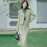  [Vải MM] (835) Vải Dạ Tweed Muối Tiêu Lên Vest, Set Bộ, Quần, Váy, Đầm Sang Trọng Đứng Form (Giá 0.5m) 