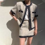  [Vải MM] (835) Vải Dạ Tweed Muối Tiêu Lên Vest, Set Bộ, Quần, Váy, Đầm Sang Trọng Đứng Form (Giá 0.5m) 