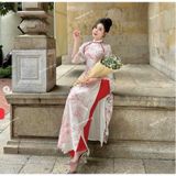  [Vải MM] (216) Vải Tơ Gấm Hoa Ép Thiết Kế Sang Trọng Lên Đầm, Váy, Set Bộ, Áo Dài Cần Lót (Giá bán 0.5m) 