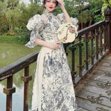  [Vải MM] (216) Vải Tơ Gấm Hoa Ép Thiết Kế Sang Trọng Lên Đầm, Váy, Set Bộ, Áo Dài Cần Lót (Giá bán 0.5m) 