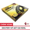 Nhông xích Exciter 150 Terasu 428HS (14T-42T-124 HDSL) (Nhông vàng - xích vàng)