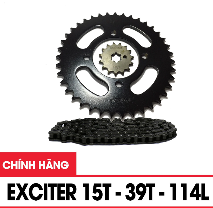 Nhông xích Exciter 135- 4 số Terasu 428HS (15T-39T-114 HDSL) (nhông đen)