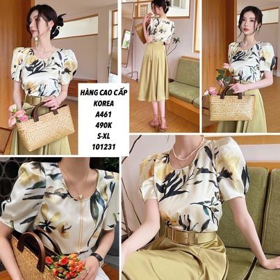  Áo voan họa tiết lá a461 