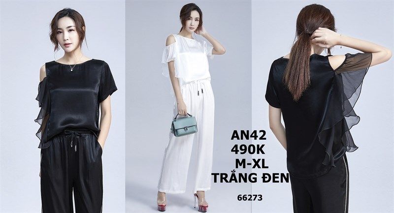  Áo phi lụa tay phối voan an42 