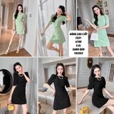  C-đầm kate thun tay phồng nhún 1 bên c521 