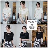  Áo voan khoét ngực nút hoa an137 