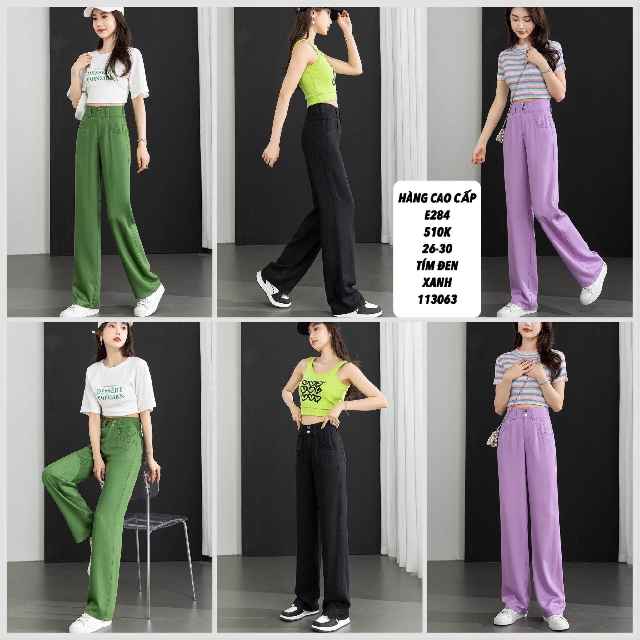  A-quần denim suông 2 nút e284 