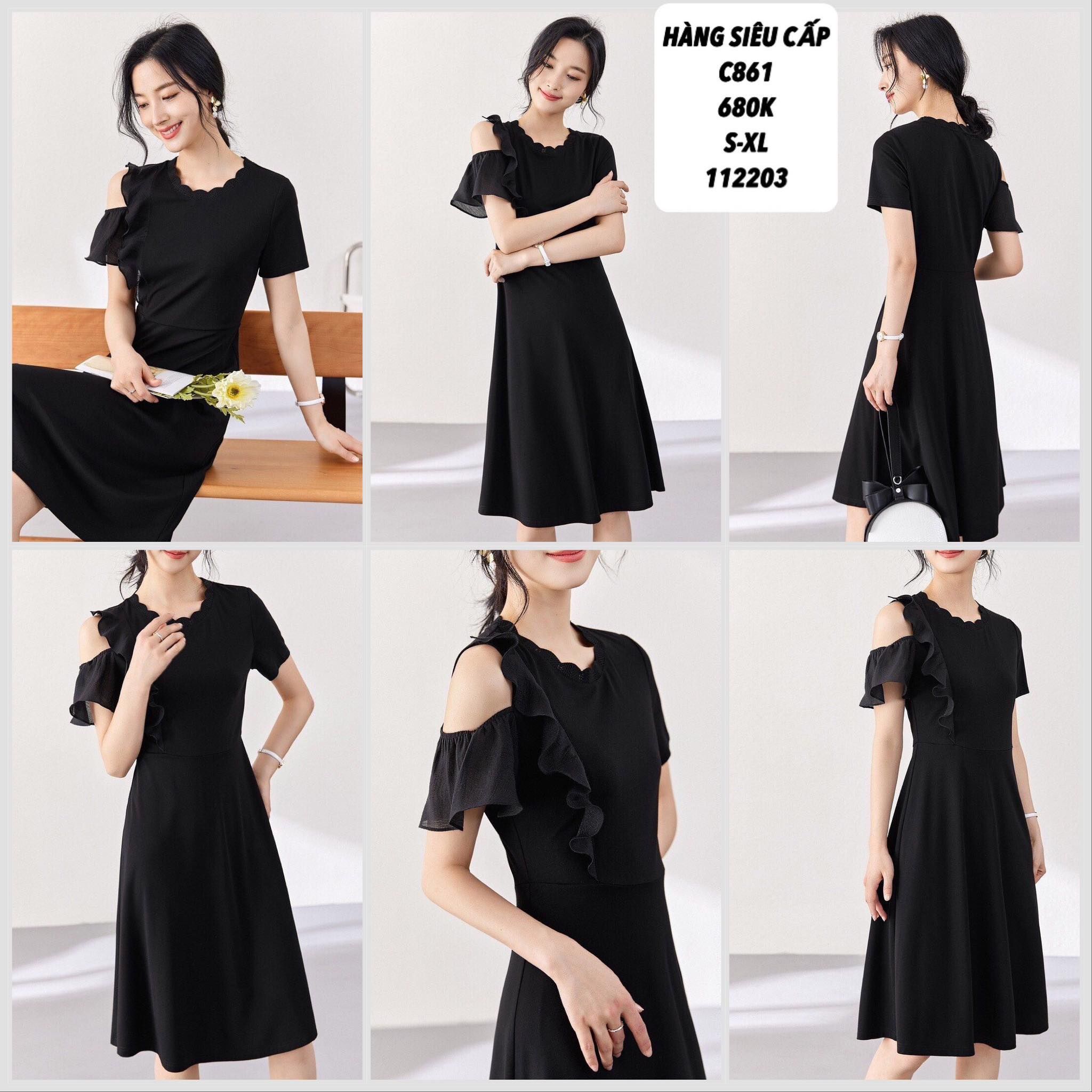  Đầm thun phối bèo tay c861 