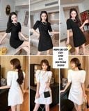  C-đầm kate thun tay phồng nhún 1 bên c521 