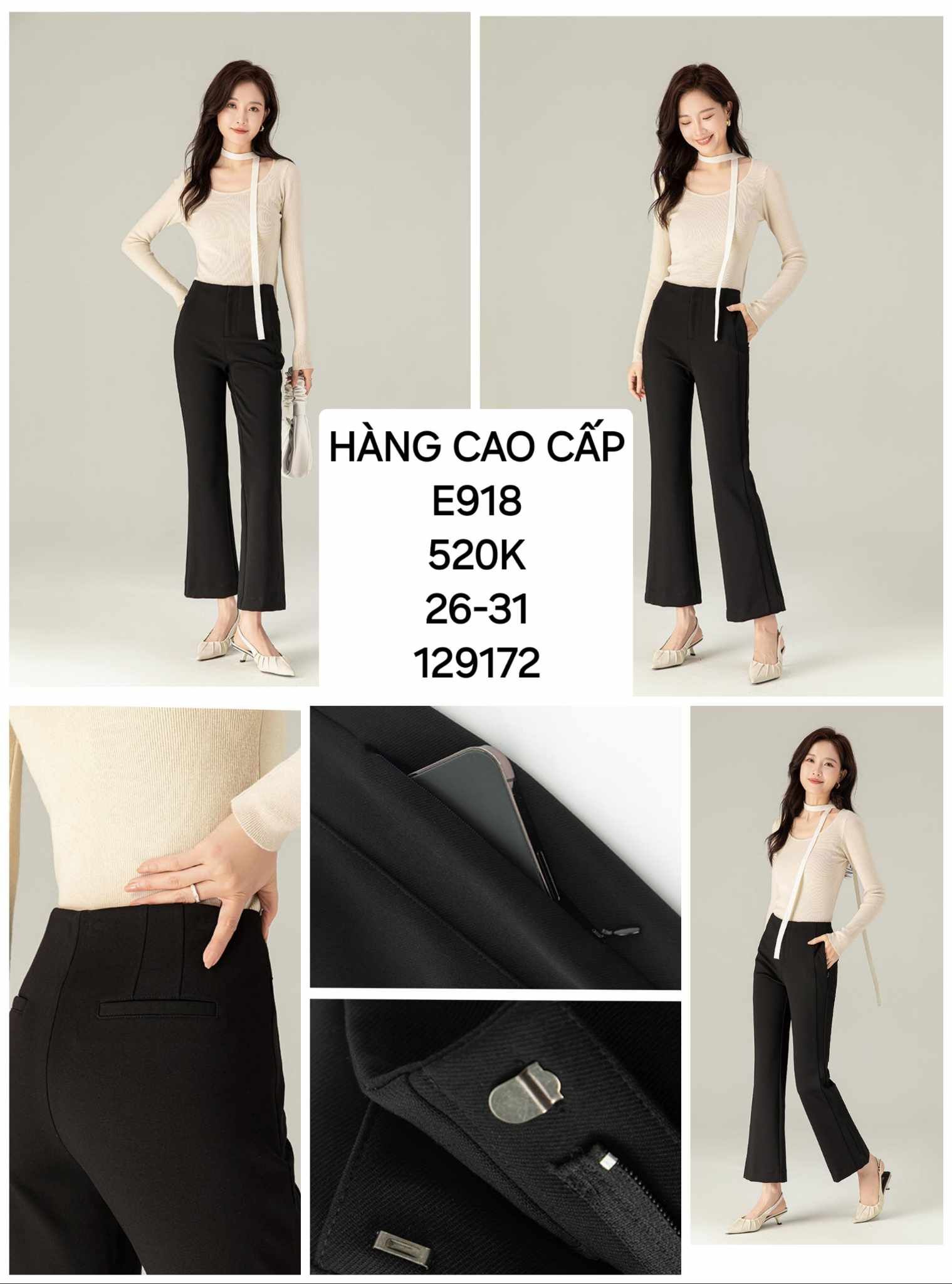  Quần tây loe túi dây kéo E918 