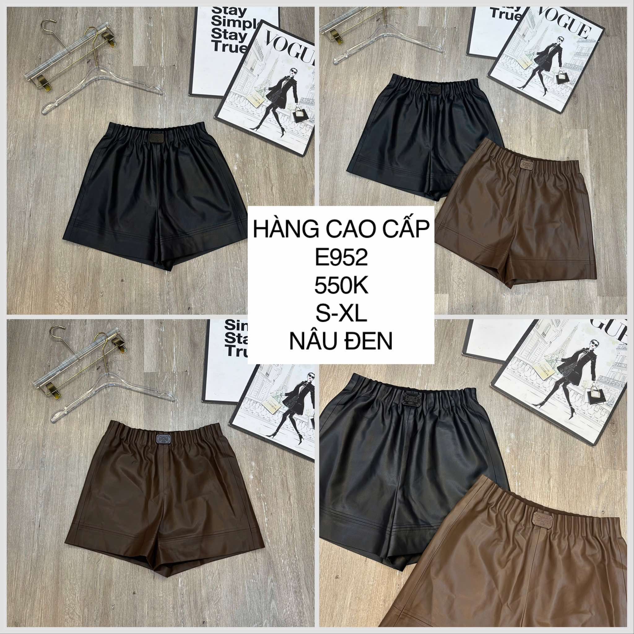  Quần da lưng thun khóa chữ ONE E952 