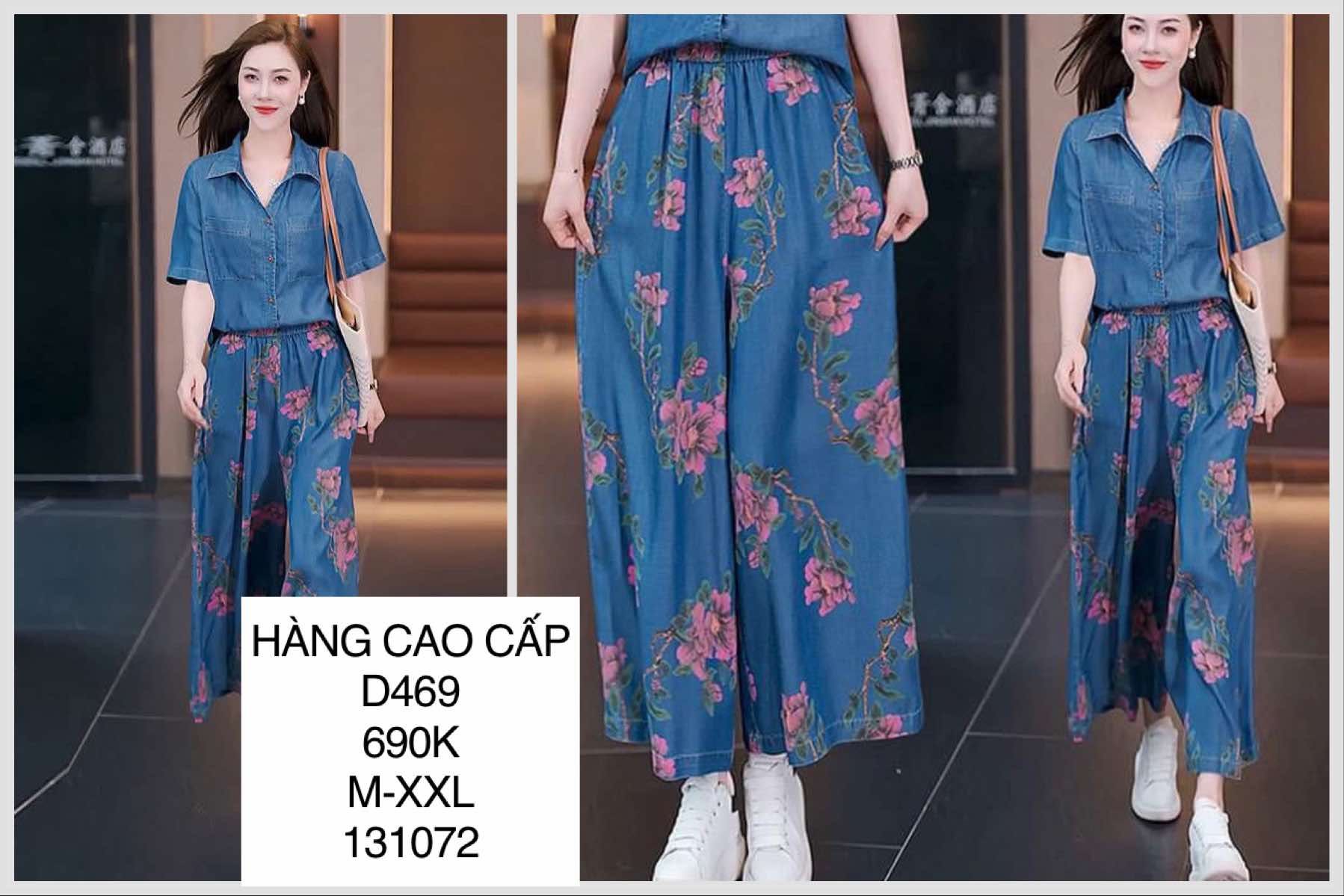  Set denim quần hoa D469 