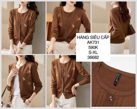  Áo khoác dệt kim thêu hoa AK731 