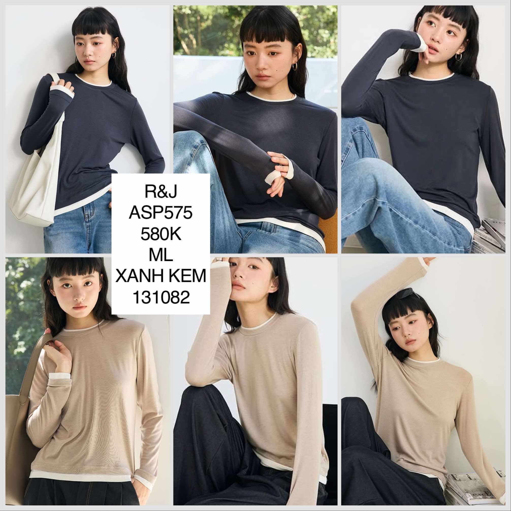  Áo thun tay dài viền trắng ASP575 