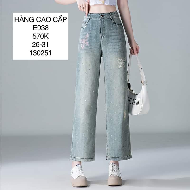  Quần jean thêu bướm ép đá E938 