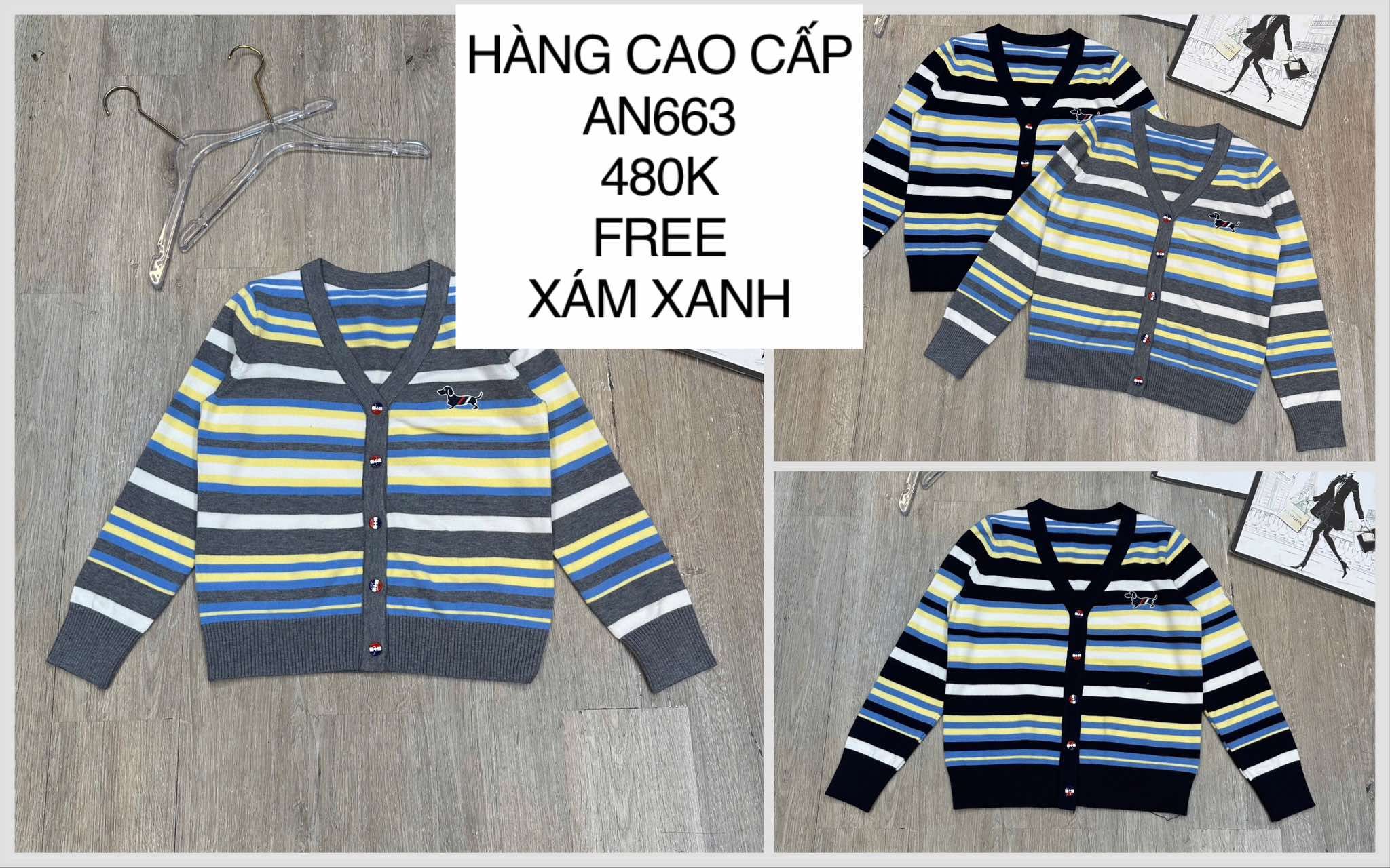  Áo sọc màu thêu chó AN663 