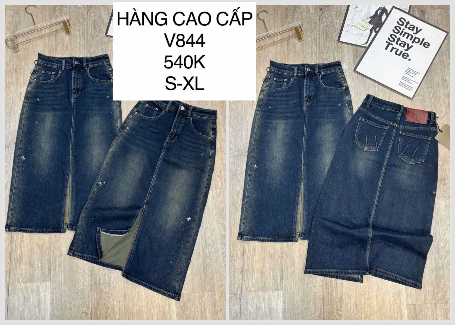  Chân váy xẻ lai đính đá V844 