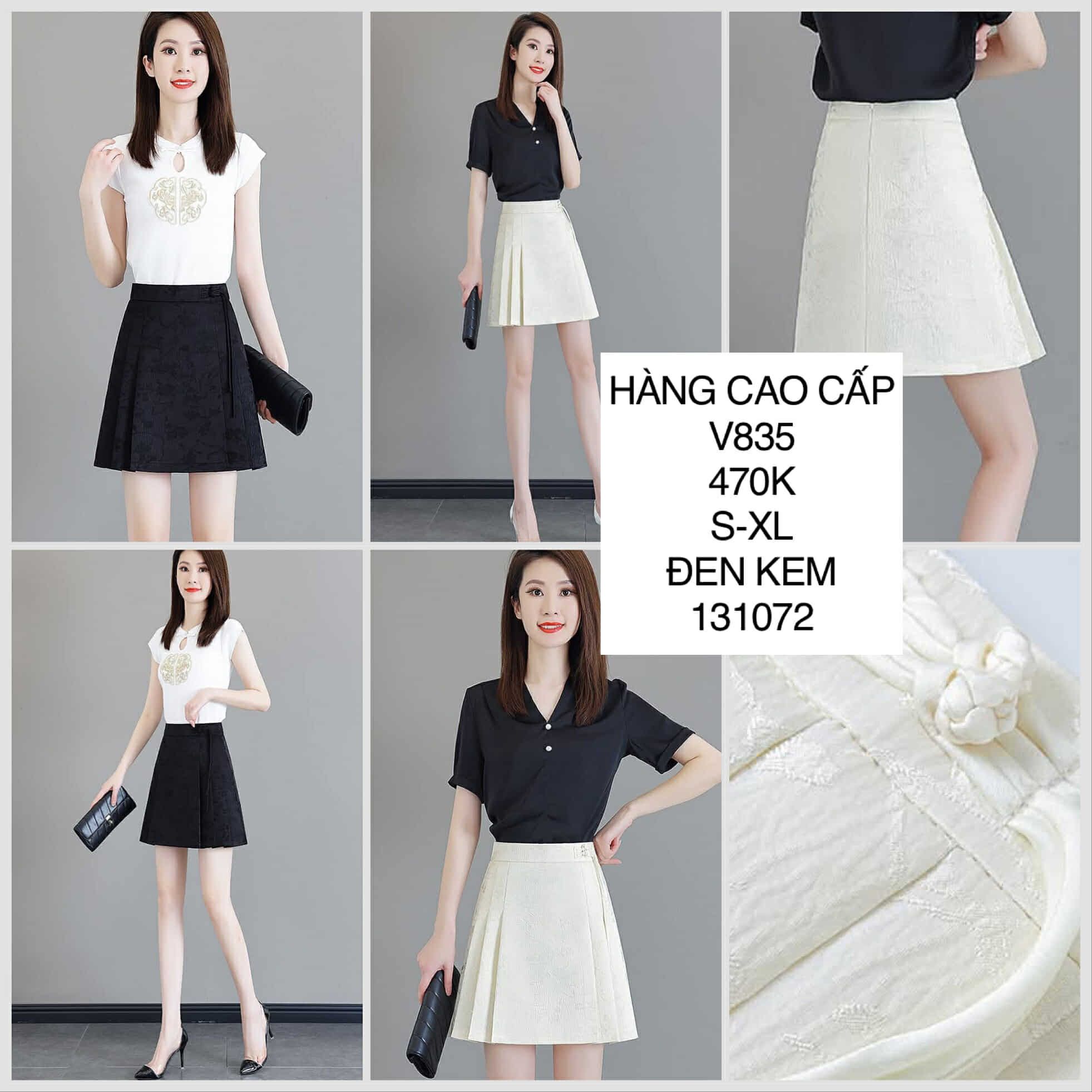  Chân váy họa tiết hoa chìm V835 