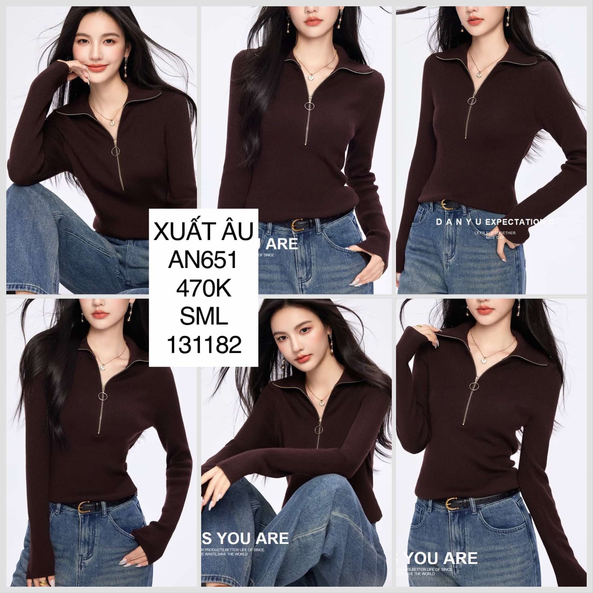  Áo dệt kim có dây kéo AN651 