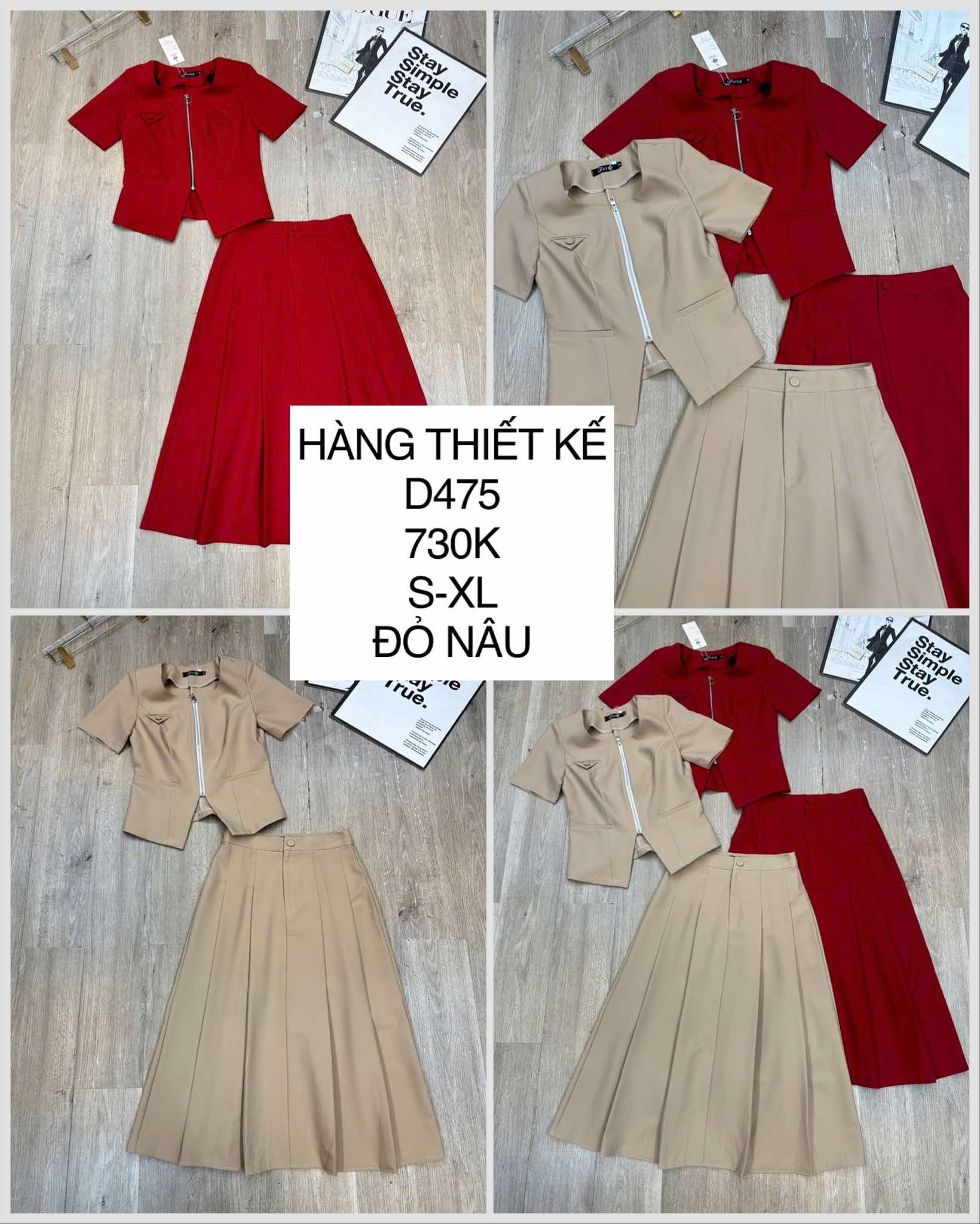 Set áo váy dây kéo D475 
