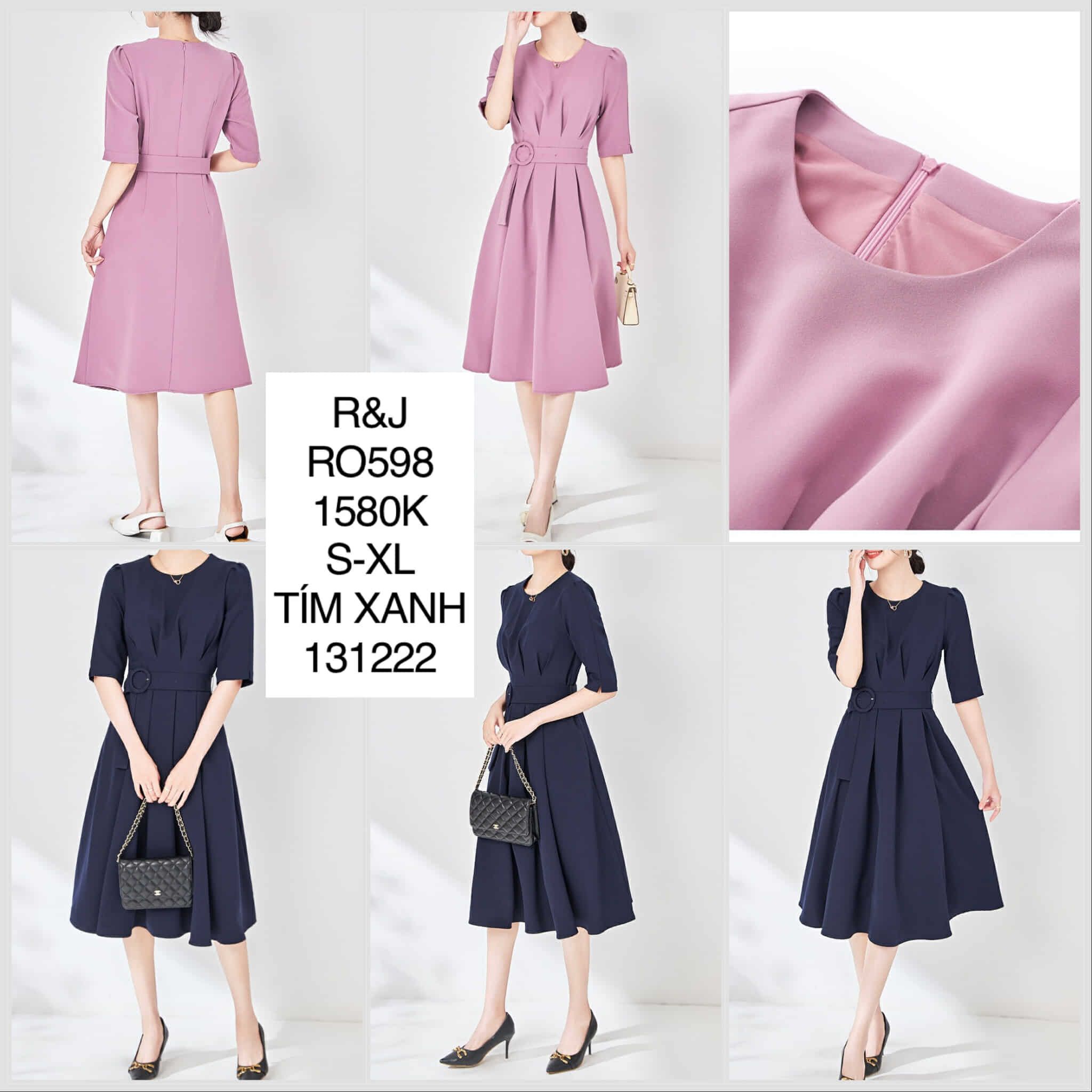  Đầm xếp ly phối belt RO598 