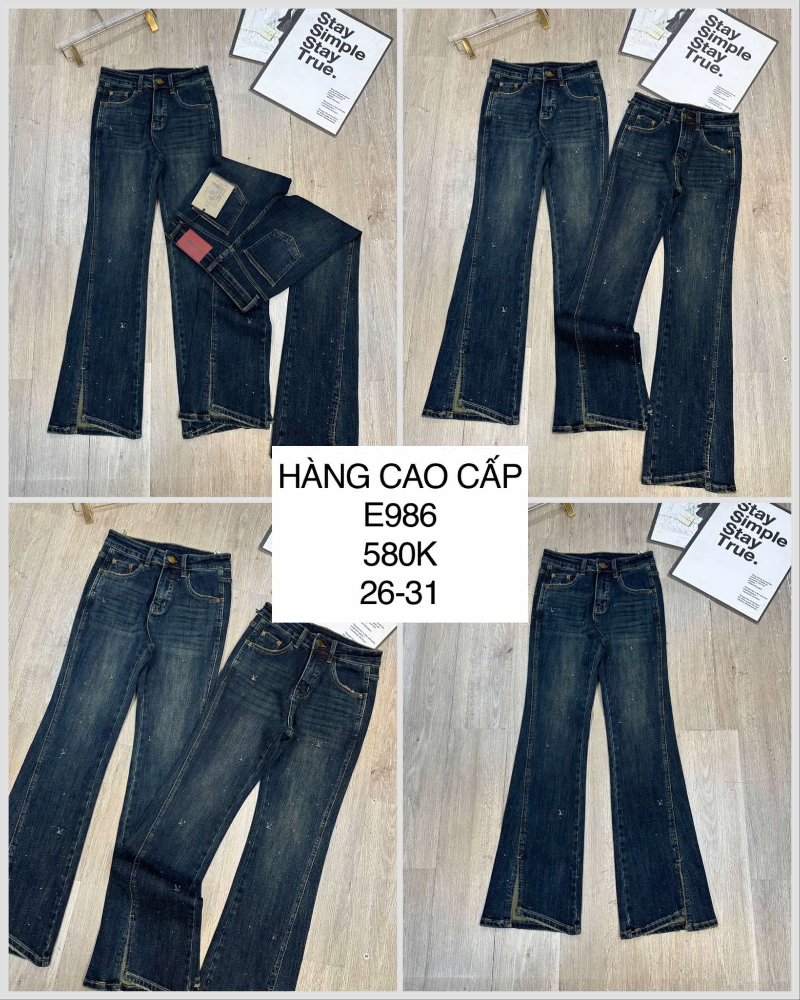  Quần jean loe đính đá E986 